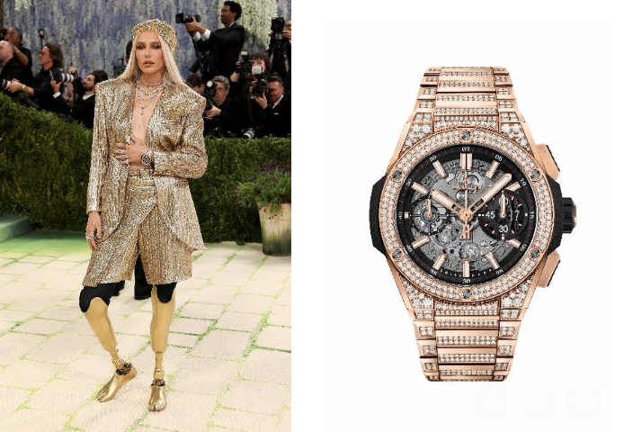 لورين واسر تتألق بساعة  Hublot Big Bang Integrated King Gold Pave 42mm
