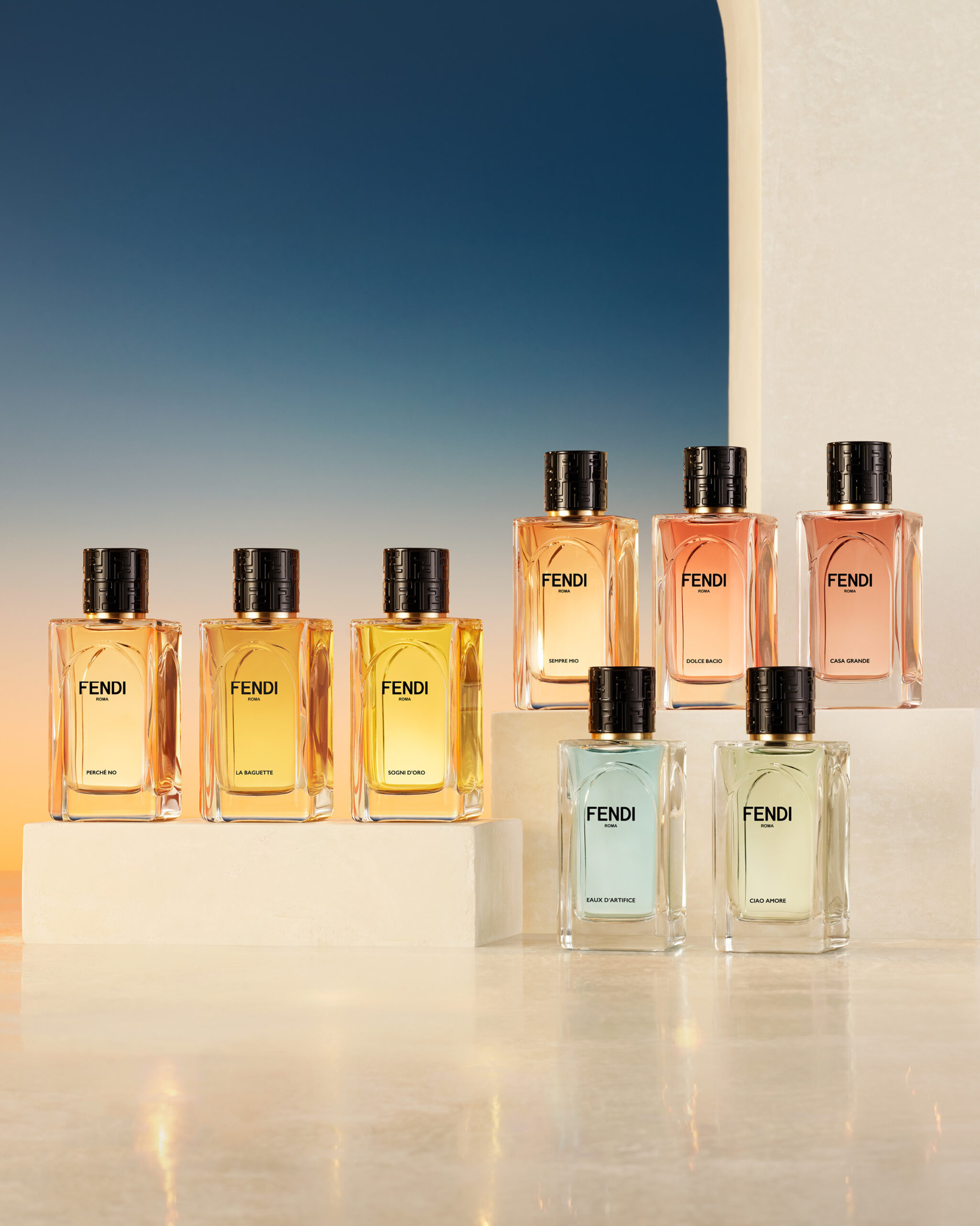 زجاجات عطور FENDI Eaux d’Artifice بتصميم أنيق يجسد تراث الدار وروح روما الأبدية