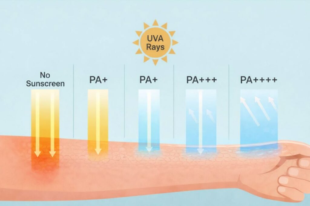 PA++++ يشير إلى مستوى الحماية من أشعة UVA -  مصدر الصورة: Pinterest