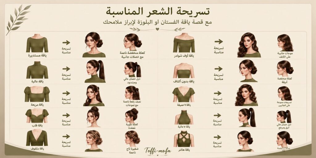 تسريحات شعر حسب الفستان